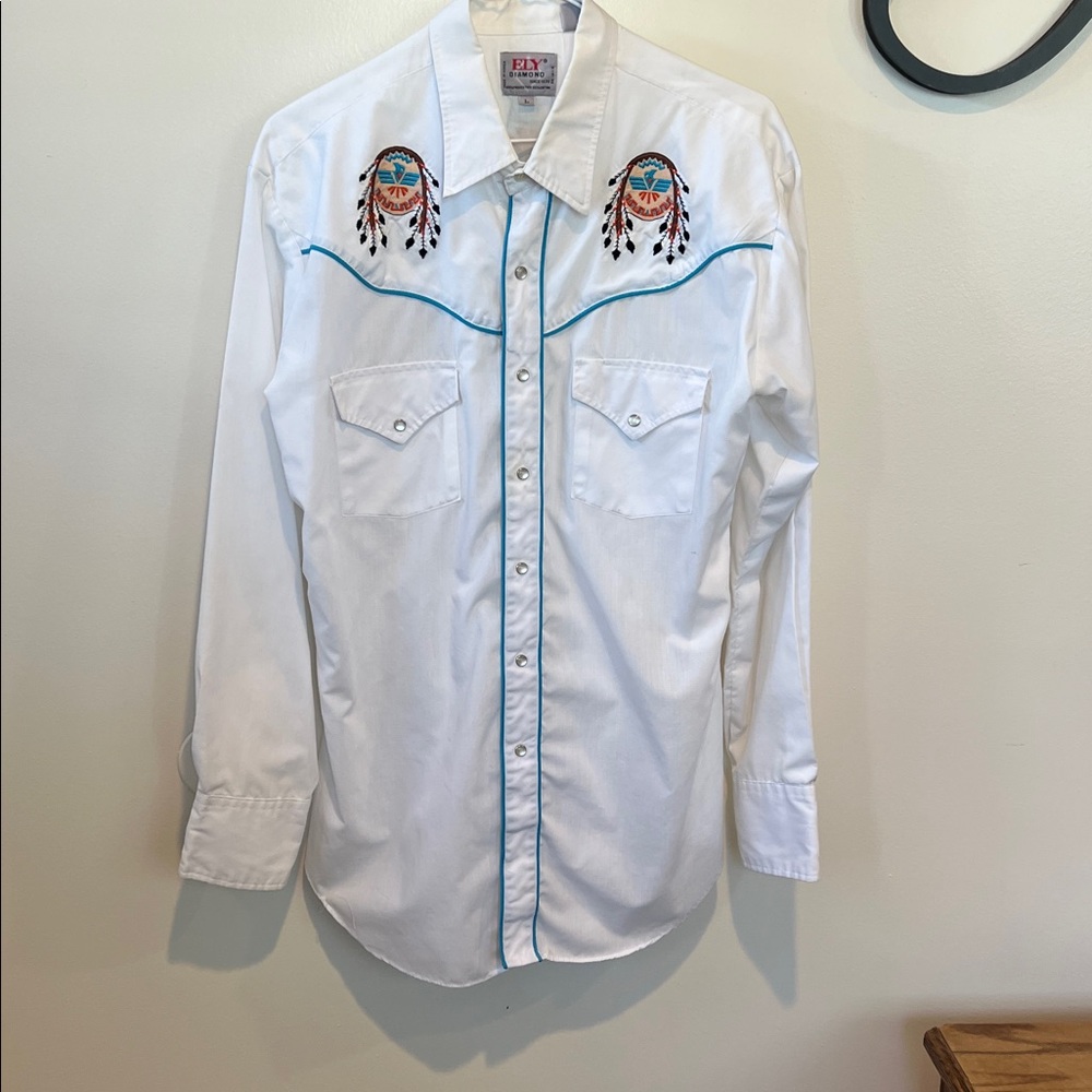 Ely Diamond Vintage Dream Catcher Long Sleeve Pearl Snap Western Dress Shirt